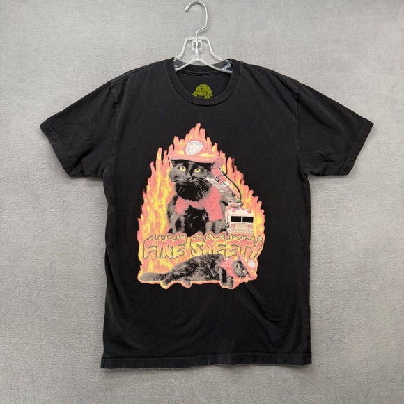 Cat Warehouse Other - Cat Warehouse T-Shirt Medium Black Fire Safety Black Cat Firefighter Graphic